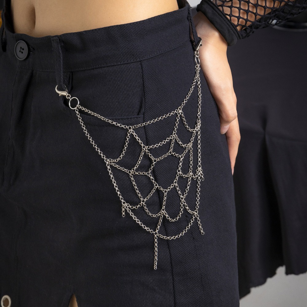 Body Jewelry Men - Gothic Punk Zilver Kleur Spinnenweb Broekketting