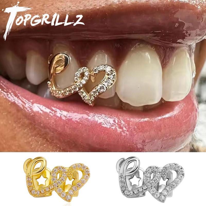Body Jewelry Men - TOPGRILLZ Dubbele Hart Tanden Caps voor