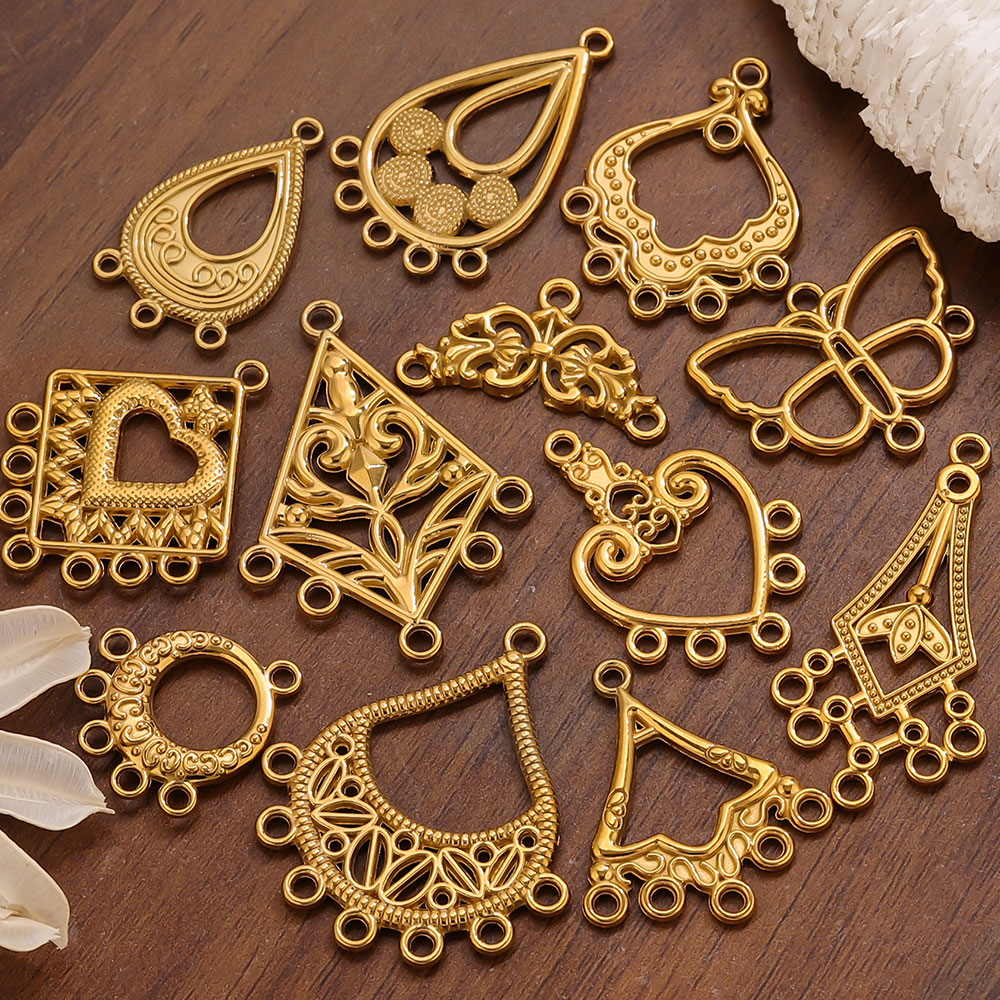 Body Jewelry Wholesale - 5 stuks roestvrijstalen oorbelconnectorbedels Boho gouden