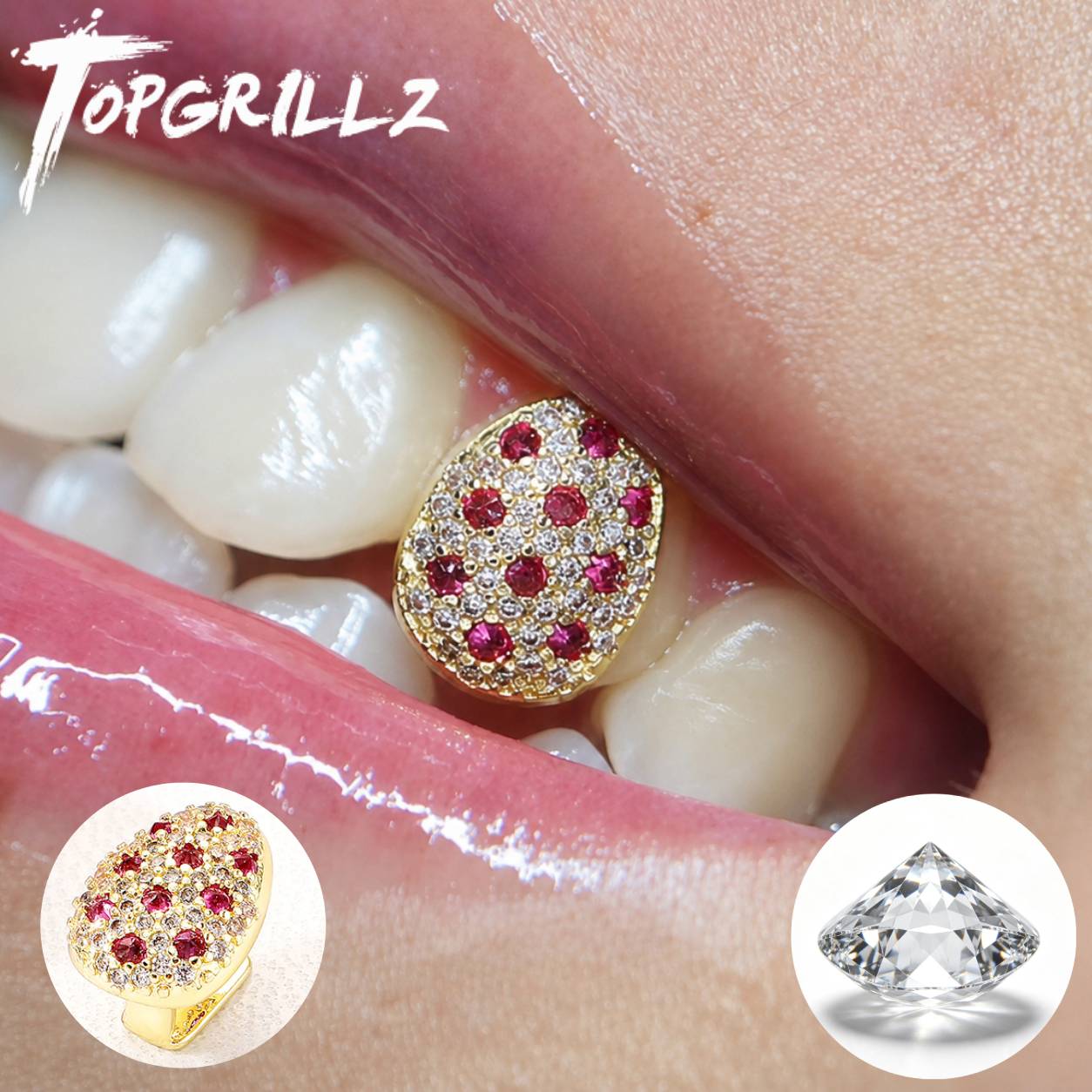Body Jewelry Men - TOPGRILLZ Gemengde Roze & Transparante CZ